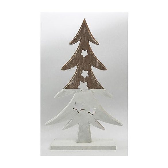 Karácsonyi dekoráció - szürkés fehér fenyőfa - 19x29 cm
