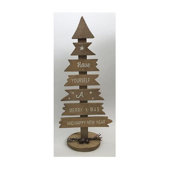 Karácsonyi dekoráció - Fenyőfa fa táblákkal - 40x17 cm