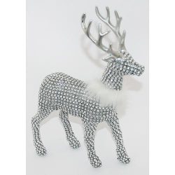 Karácsonyi dekoráció - ezüst szarvas - 13"