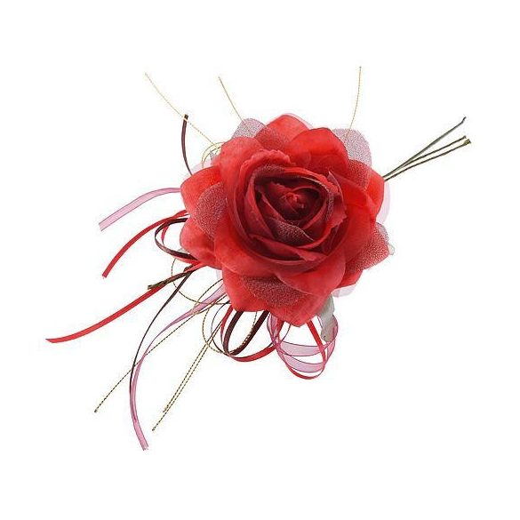 Dekor virág - vörös rózsa - 6 db/csomag