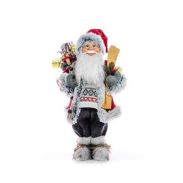 Karácsonyi dekoráció - Mikulás síléccel - 80 cm
