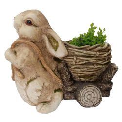 Decoration Gecco 8123, Bunny with trolley, magnesia, 39 cm