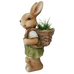 Decoration Gecco 8053, Bunny with basket, magnesia, 46 cm