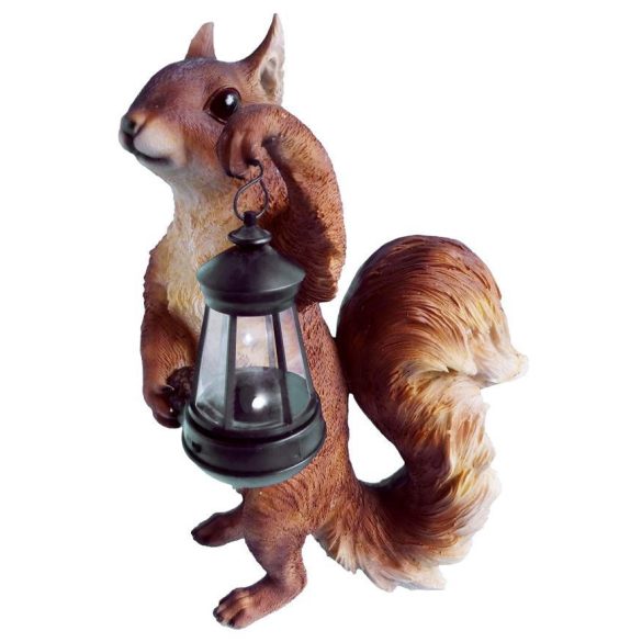 Decoration Gecco 8365, Squirrel with lantern, polyresin, 41 cm