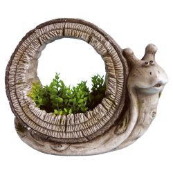 Decoration Gecco 9023, Snail / flowerpot, magnesia, 29 cm