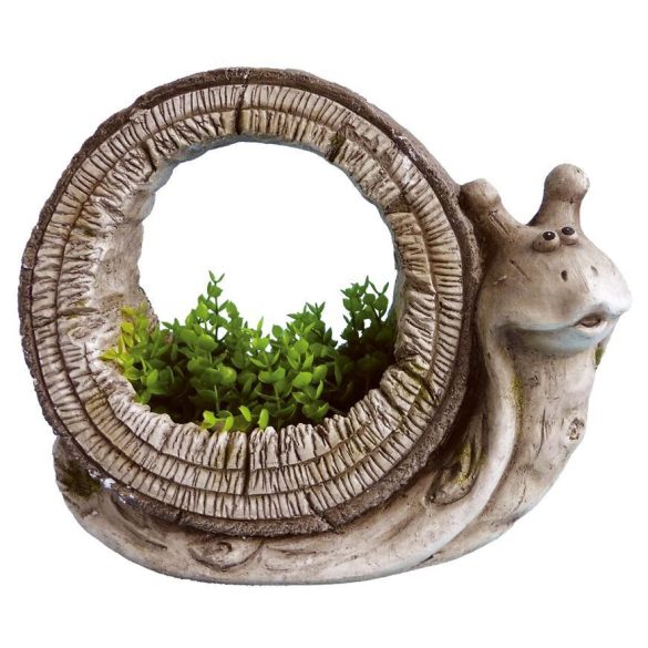 Decoration Gecco 9023, Snail / flowerpot, magnesia, 29 cm