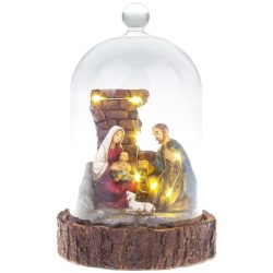   Dekoráció MagicHome Karácsony, Betlehem üveg kupolába, 7 LED, 2xAAA, benti, 11,80x11,80x19 cm