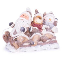   Dekoráció MagicHome Karácsony, Mikulás, rénszarvas éshóember  szánkón, kerámia, 45x23x34,50 cm