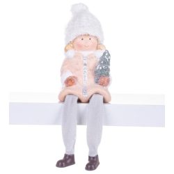   Szobor MagicHome Karácsony, Lány üll, terakota, 7,2x6,7x12 cm