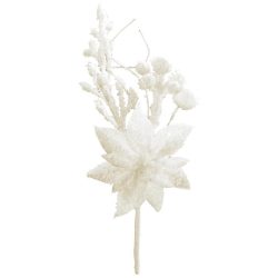   Gally MagicHome Karácsony, poinsettia virágal, fehér, 19 cm