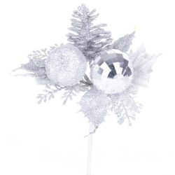 Gally MagicHome Karácsony, almával, ezüst, 15 cm