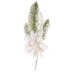   Gally MagicHome Karácsony, poinsettia virágal, fehér, 23 cm