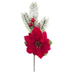   Gally MagicHome Karácsony, poinsettia virágal, piros, 22 cm