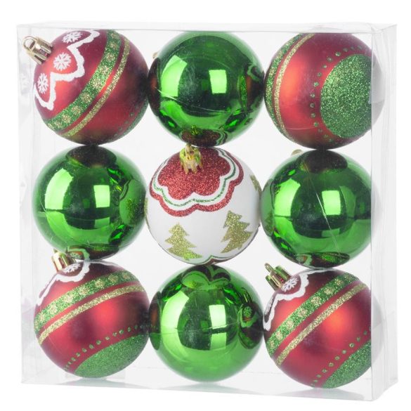 Gömbök MagicHome Karácsony, piros-zöld díszel, karácsonyfára, 6 cm