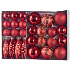   MagicHome karácsonyi gömbok, készlet, 31 db, piros, karácsonyfára