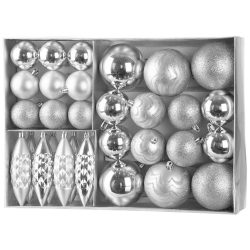   MagicHome karácsonyi gömbok, készlet, 31 db, ezüst, karácsonyfára