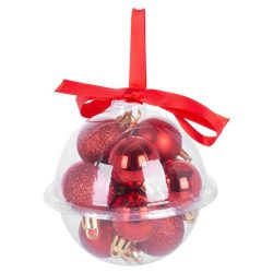   MagicHome karácsonyi gömbök, 12 db, 3 cm, piros, karácsonyfára