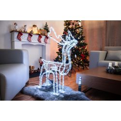   MagicHome karácsonyi dekoráció, Rénszarvas, 216 LED hideg fehér, fordítható fejjel, 230 V, 50 Hz, kü