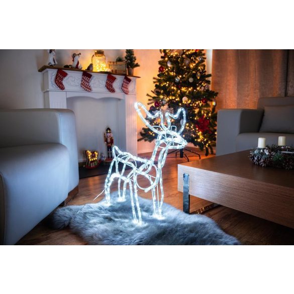 MagicHome karácsonyi dekoráció, Rénszarvas, 144 LED hideg fehér, 230 V, 50 Hz, kültér, 59 x 27,5 x 6