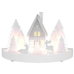   MagicHome karácsonyi dekoráció, Erdészház, 6 LED, MDF, 2x AAA, 25 x 12 x 28 cm