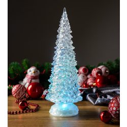   MagicHome karácsonyi dekoráció, Karácsonyfa, színváltozó LED, PE, 3x AAA, belső, 10,5 x 30 cm
