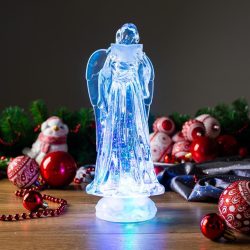   MagicHome karácsonyi dekoráció, Angyal, LED, változó színben, lebegő csillámmal, PE, 3x AAA, 10 x 25