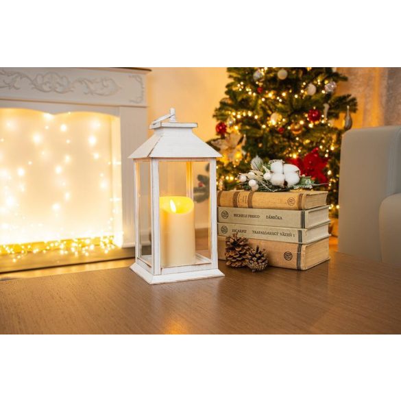 MagicHome karácsonyi lámpa, LED, 3x AAA, műanyag, fehér, 14 x 14 x 33 cm