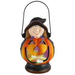   Halloween dekoráció MagicHome Nature, Sütőtök formájú lámpás, LED, varázsló, kerámia, 15 cm
