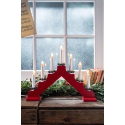   MagicHome karácsonyi gyertyatartó, 7 LED meleg fehér, piros, 2x AA, belső, 39 x 31 cm