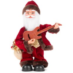   MagicHome karácsonyi dekoráció, Mikulás gitárral, 3x AAA, 35 cm, zenélő