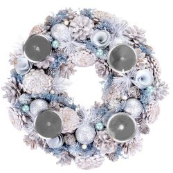   MagicHome karácsonyi koszorú, adventi, natúr, krémszínű, 34 cm