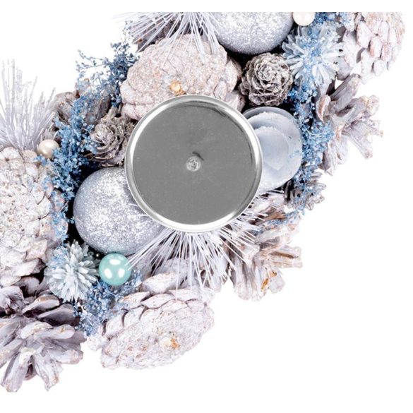 MagicHome karácsonyi koszorú, adventi, natúr, krémszínű, 34 cm