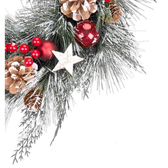 MagicHome karácsonyi koszorú, natúr, fenyőágakkal és csillagokkal, 39 cm