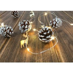   Lánc MagicHome Karácsony Pine, 20 LED meleg fehér, havas tobozokkal, 2x AA, egyszerű világítás, megv