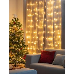   MagicHome karácsonyi függönylánc, 160 LED meleg fehér, 230V, 50 Hz, 8 funkciós, időzítő, világítás, L-1,5x2 m