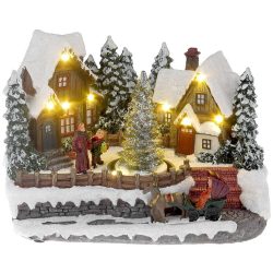   MagicHome karácsonyi dekoráció, Karácsonyi falu, LED, 3x AA, belső