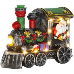   MagicHome karácsonyi dekoráció, Karácsonyi mozdony Mikulással, LED, 3x AA, belső