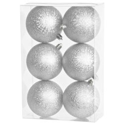   MagicHome karácsonyi gömbok, 6 db, ezüst, karácsonyfára, 8 cm