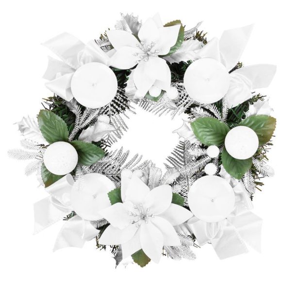 MagicHome karácsonyi koszorú, adventi, fehér, 25 cm