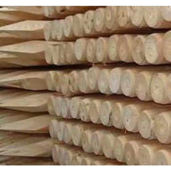 Hegyezett karó, támasztó gömbölyű facölöp 5cm X 250cm