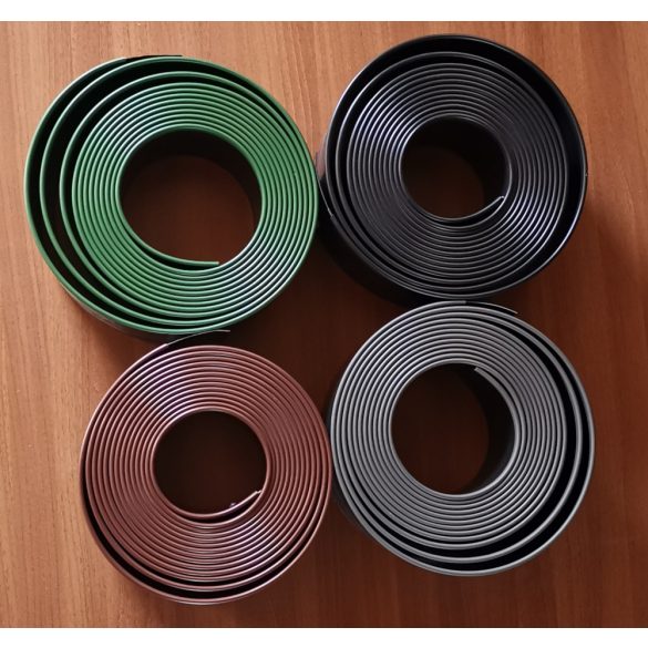 Ágyásszegély (ABS) tekercsben díszcsíkkal (dekoratív) - fekete, barna, zöld