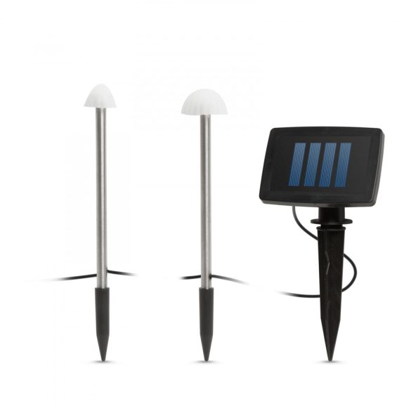 LED-es szolár lámpa - 12 db mini gomba - melegfehér - 28,5 cm x 4 m
