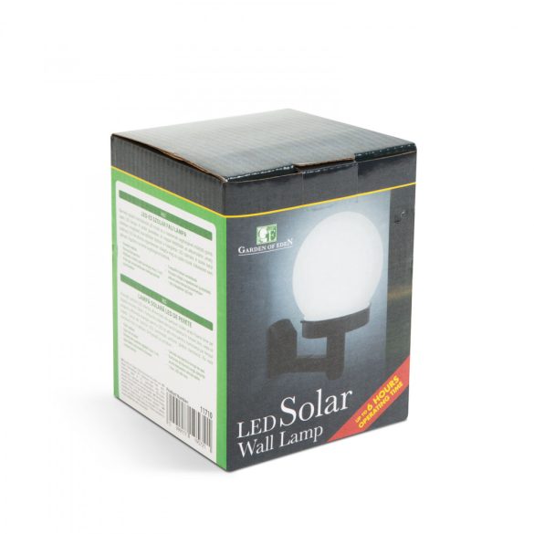 LED-es szolár fali lámpa - hidegfehér - fekete - műanyag