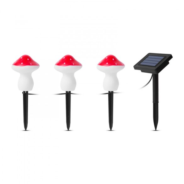 LED-es szolár lámpa - 3 db gomba - melegfehér
