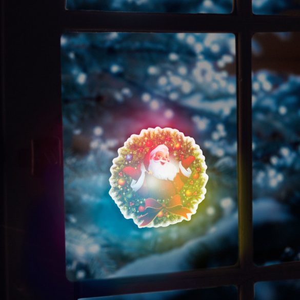 Karácsonyi RGB LED dekor - öntapadós - koszorú