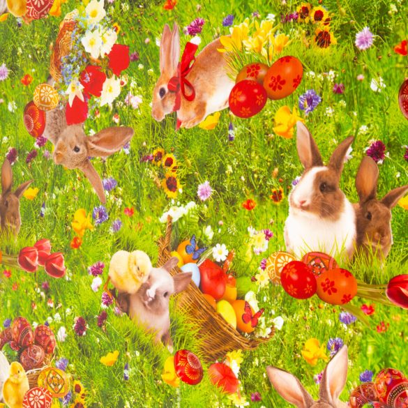 Viaszos terítő - "húsvéti rét" mintás - 100 x 140 cm