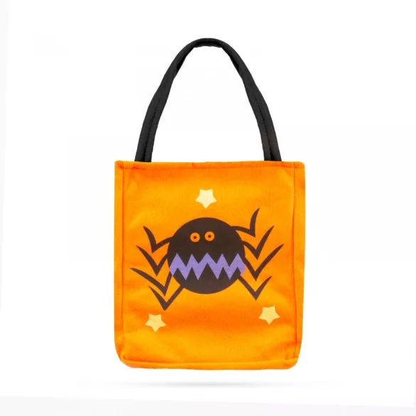 Halloween ajándéktáska - textil, pók, 18 x 22 cm
