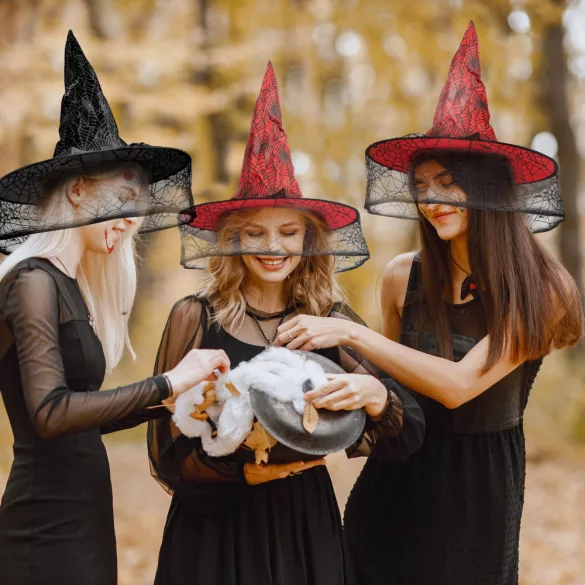 Halloween-i boszorkány kalap - 2 szín - poliészter - 38 cm