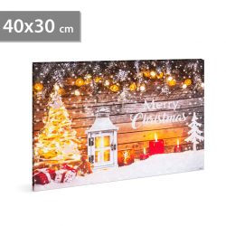   Karácsonyi LED-es hangulatkép - fali akasztóval, 2 x AA, 40 x 30 cm