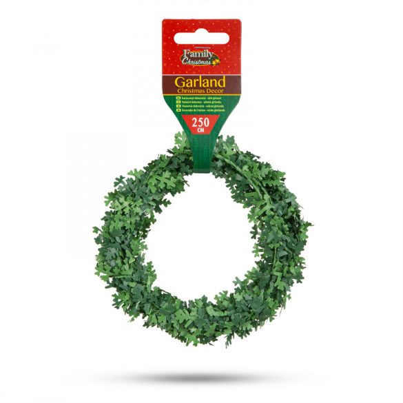 Karácsonyi dekoráció - zöld girland - 2,5 m